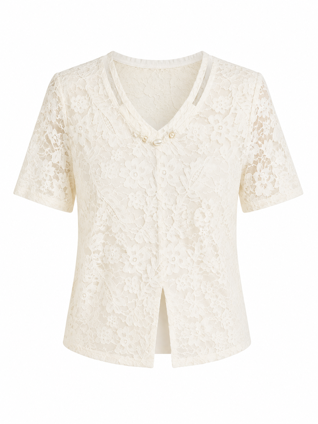 Ivory floral lace v-neck top
