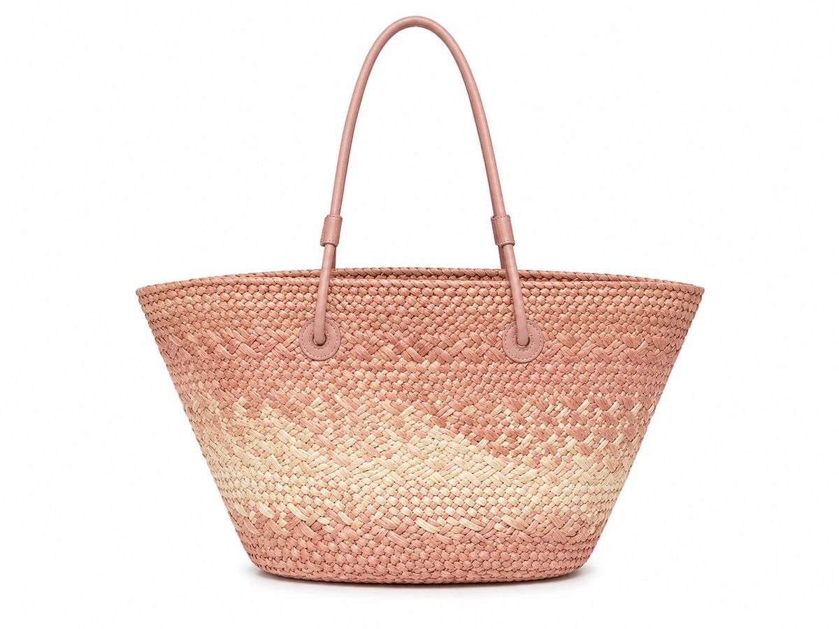 Blush coast woven tote bag
