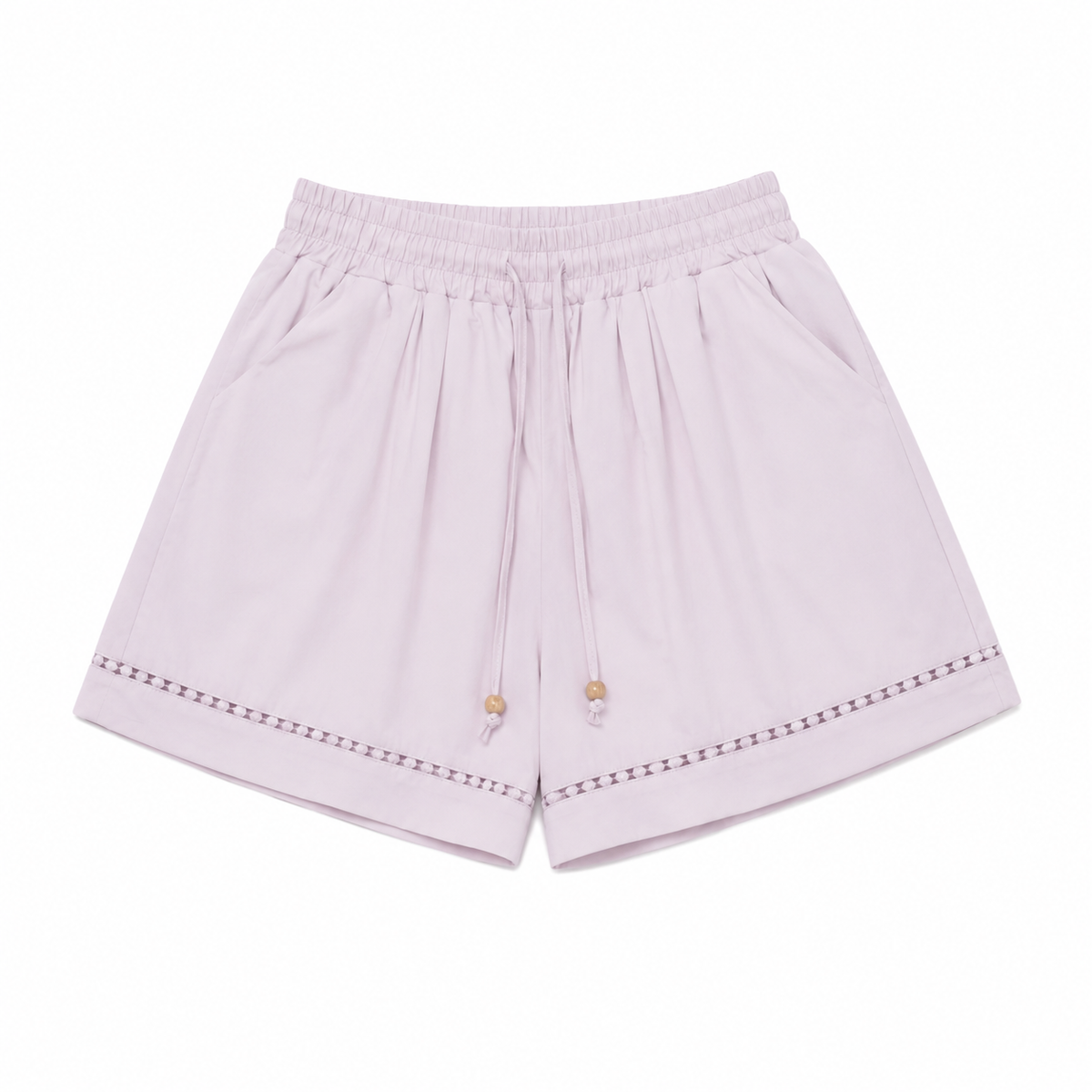 Blush lace trim drawstring short