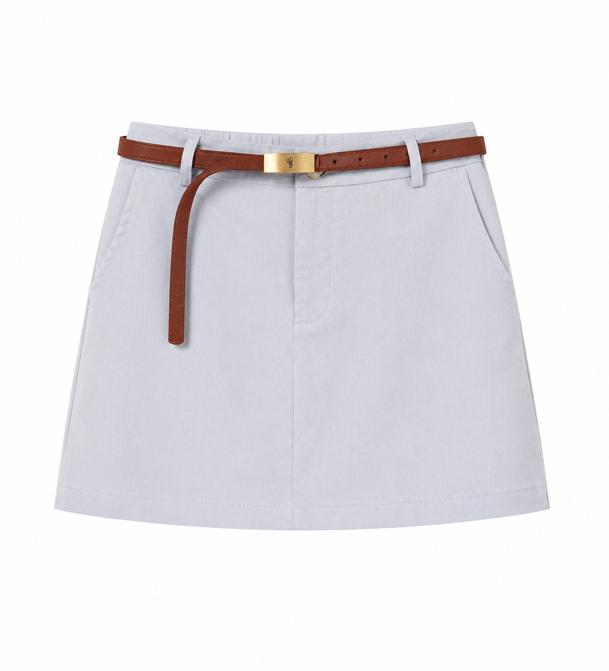 Sky blue belted mini skirt