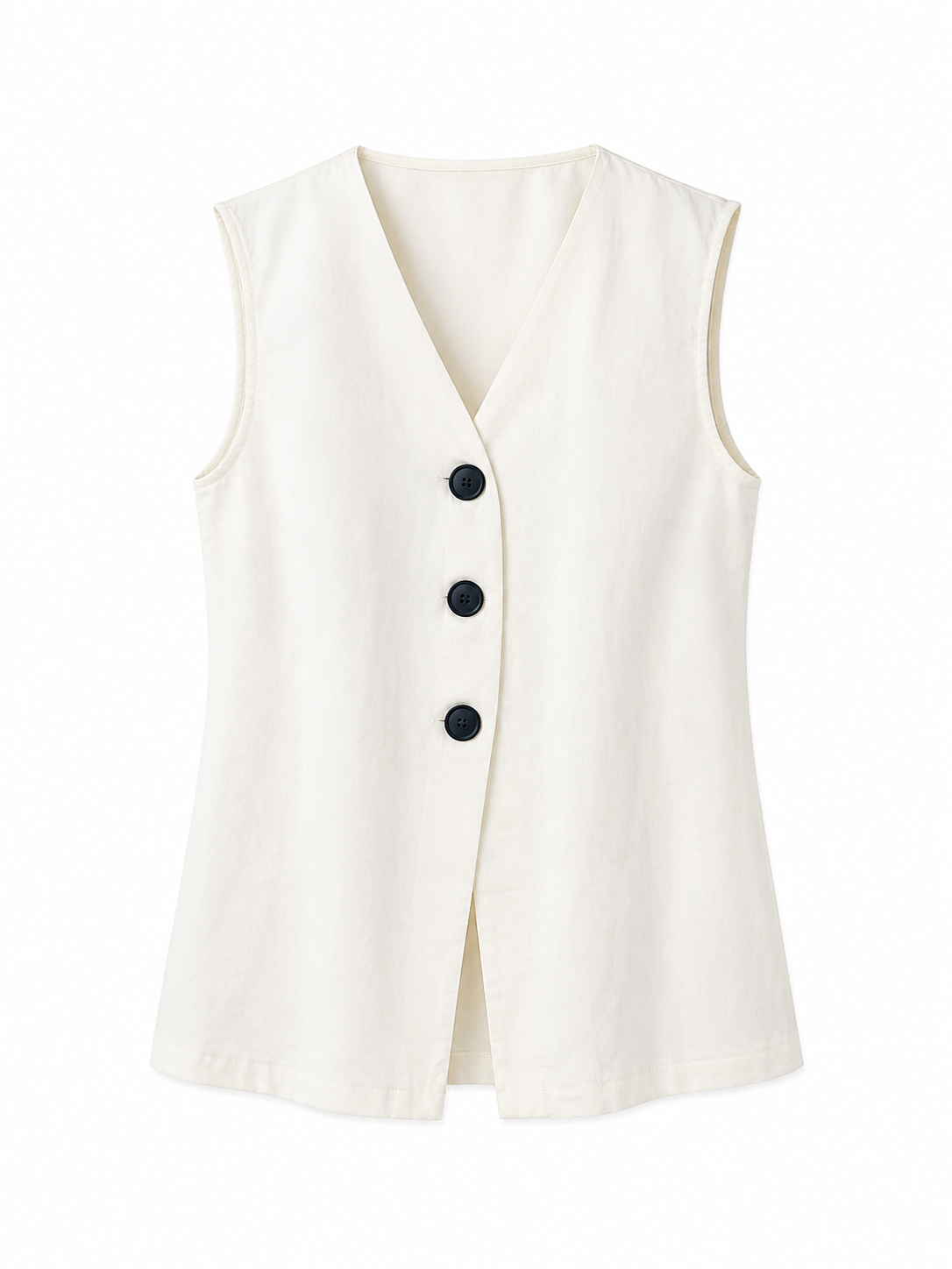 Ivory button-front sleeveless vest