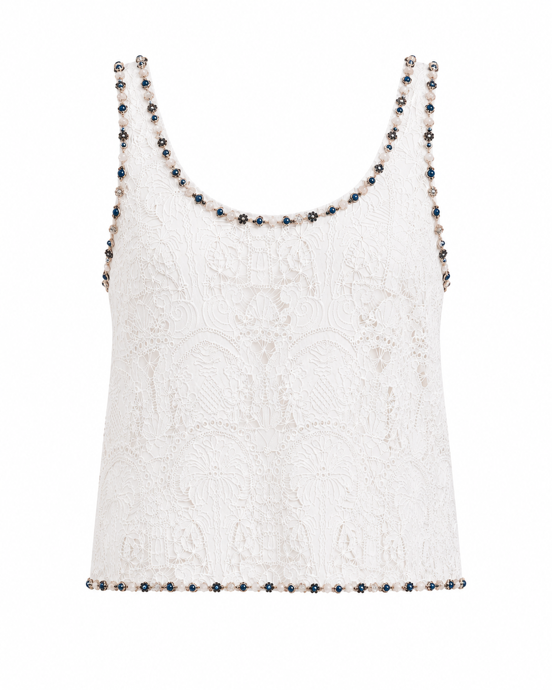 Ivory lace beaded sleeveless top