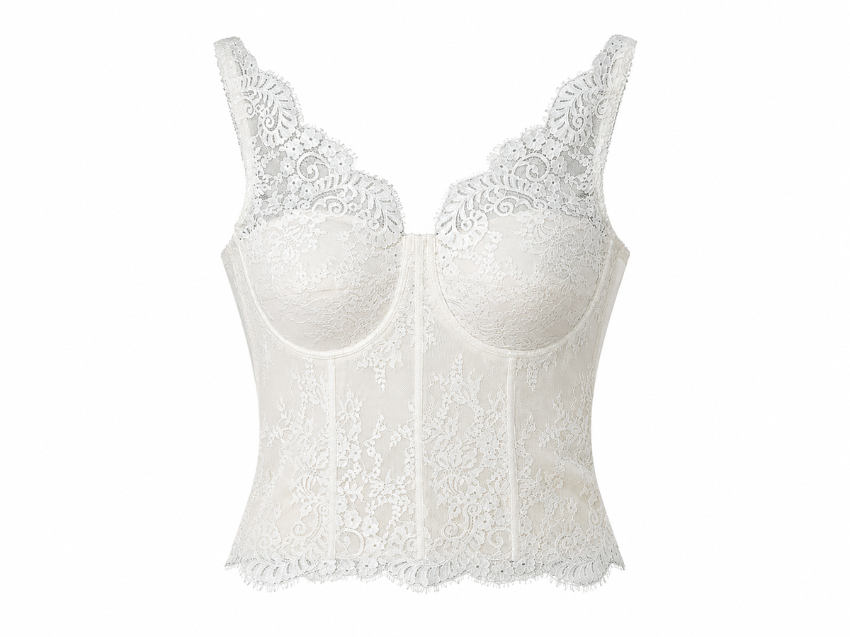 Ivory floral lace corset cami top