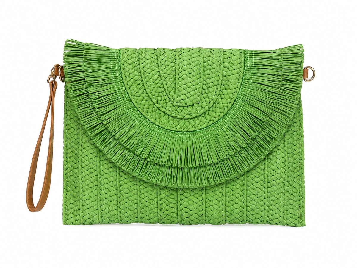 Emerald fringe women clutch