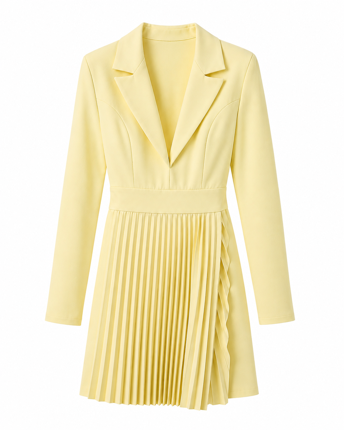Women’s Cream Blazer-Style Pleated Midi Dress