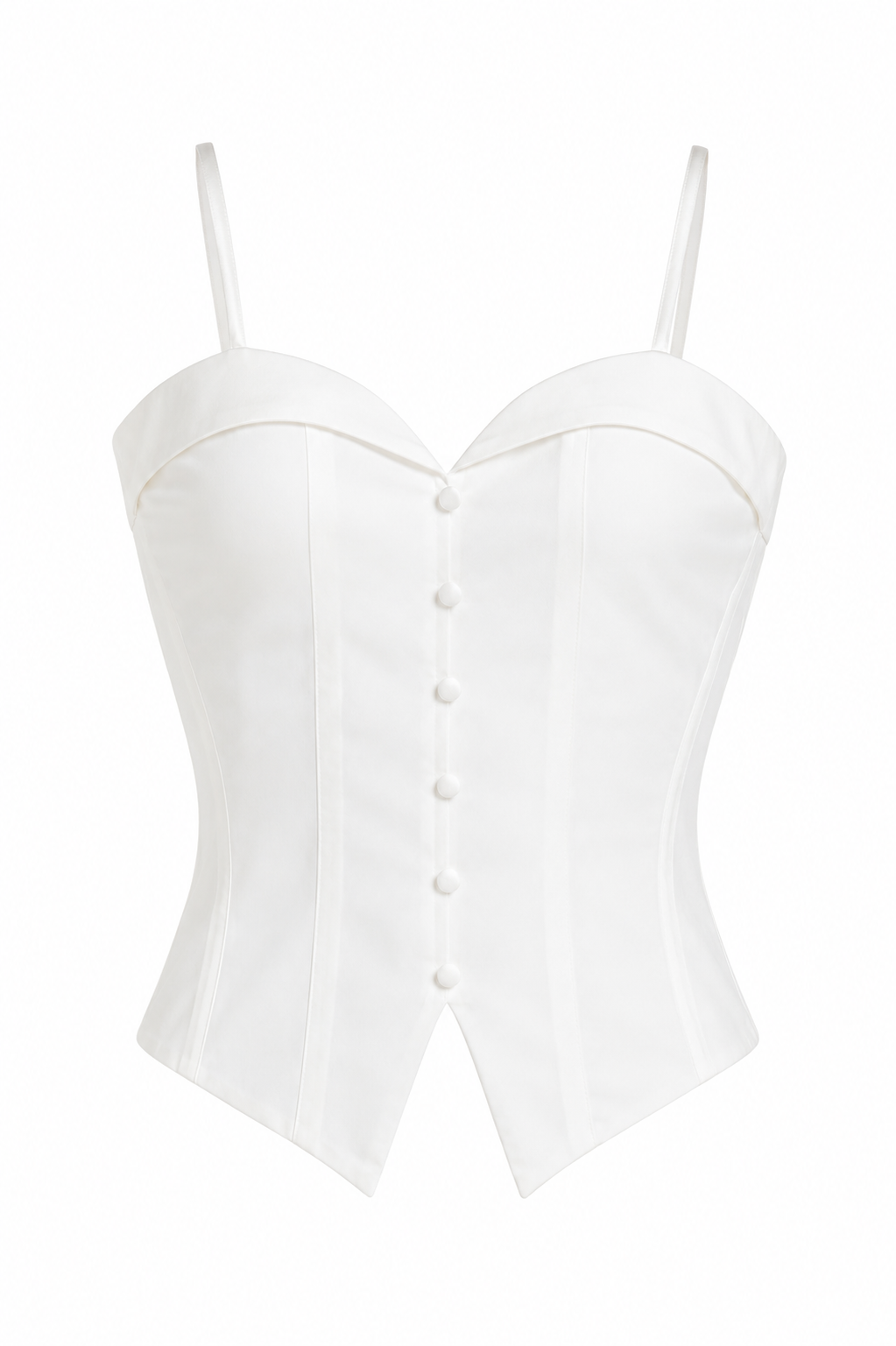 White corset button front cami top