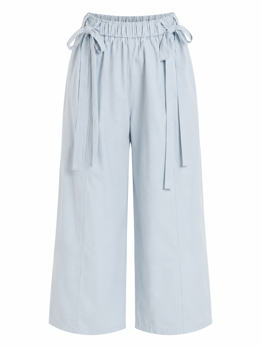 Powder blue tie-waist wide-leg pants