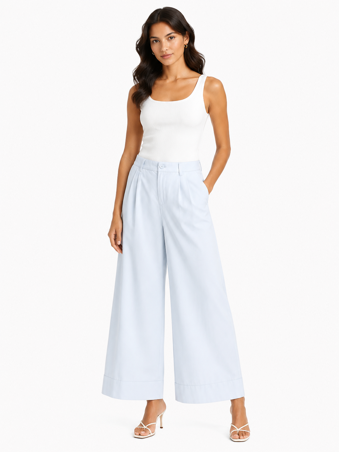 Sky blue wide-leg pants