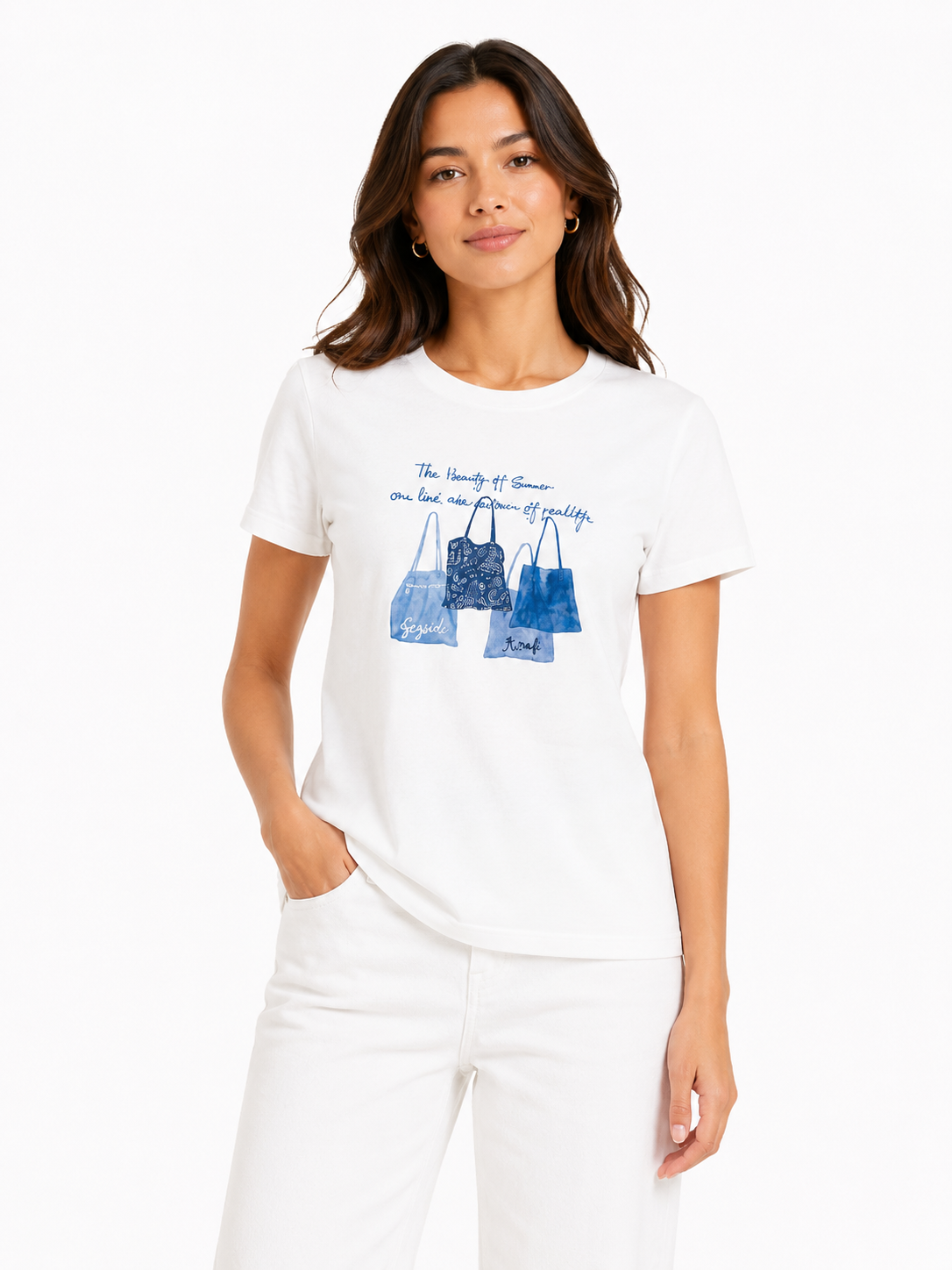 Women graphic print cotton t-shirt-white
