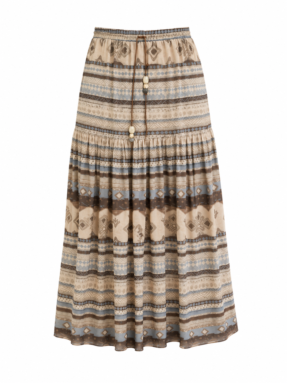 Boho printed tiered maxi skirt
