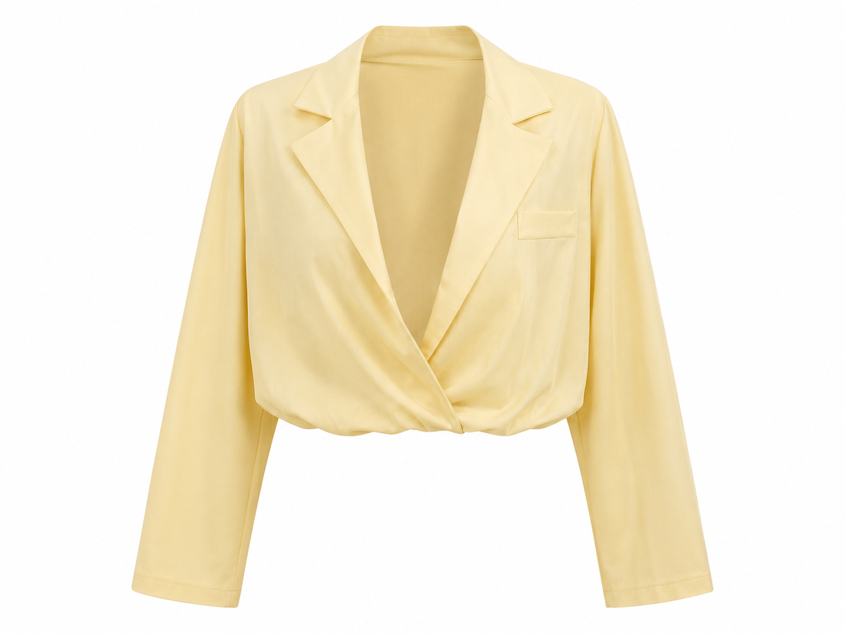 Butter yellow wrap blazer top