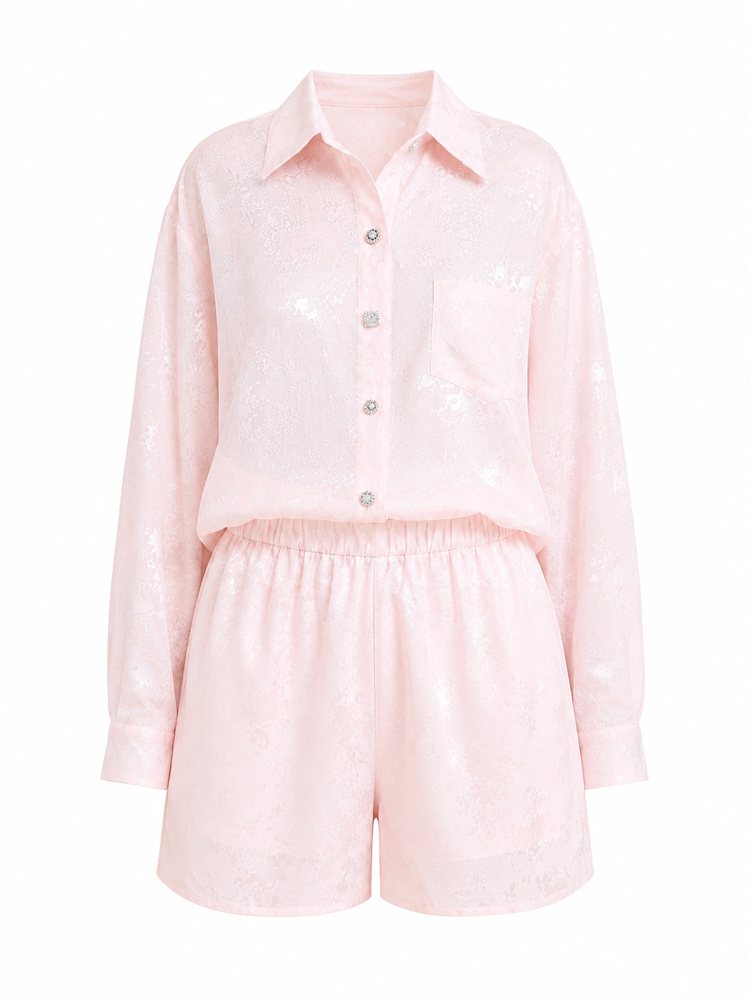 Blush lace shirt & short set