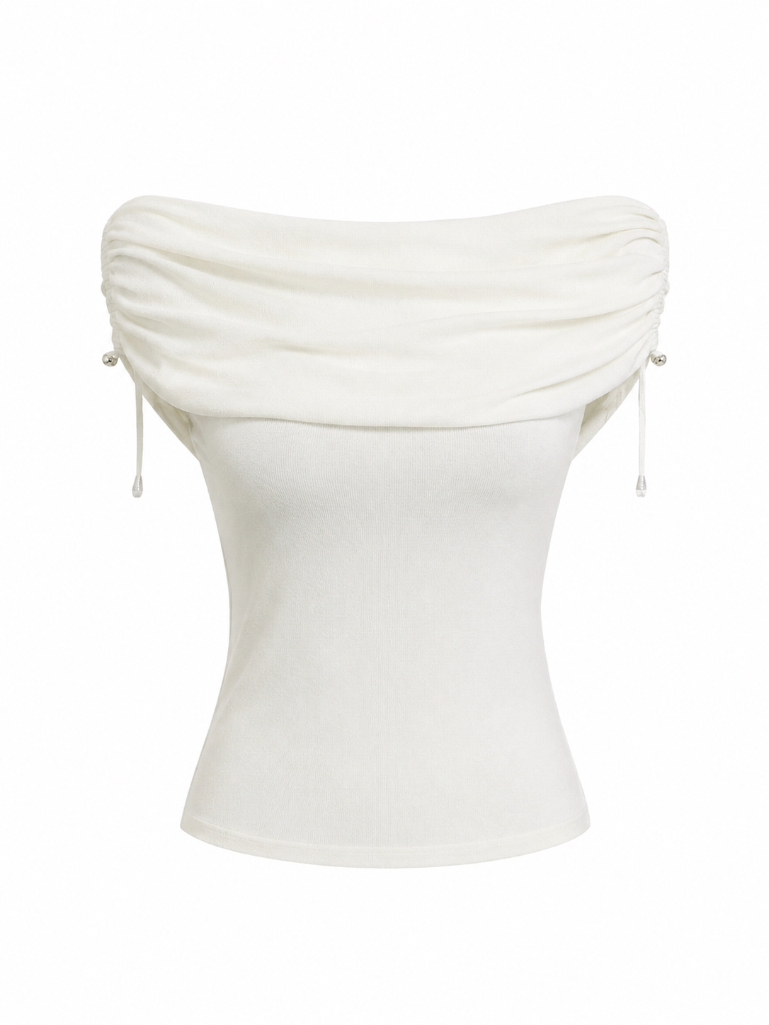 Women’s Ivory Draped Cowl-Neck Sleeveless Top