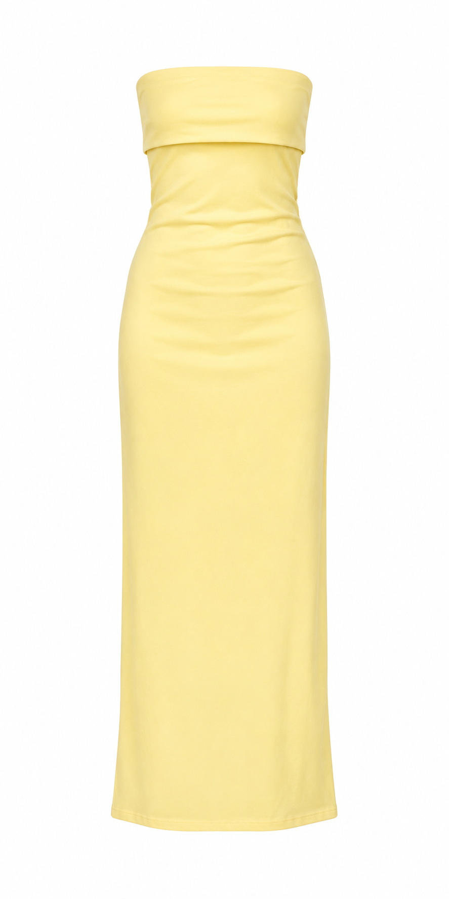 Butter yellow strapless maxi dress
