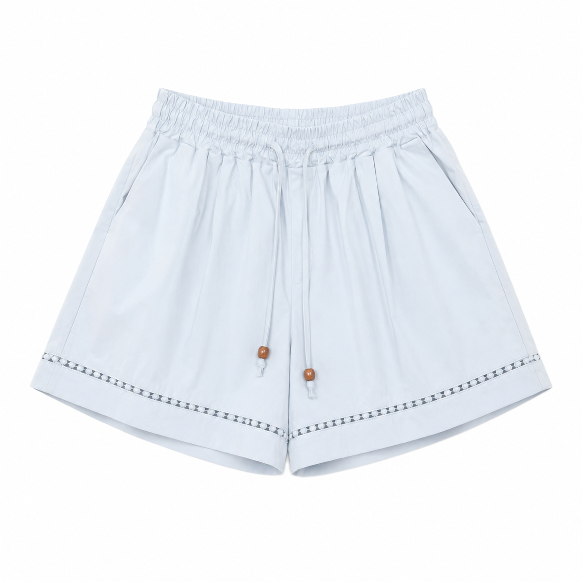 Sky blue lace trim drawstring short