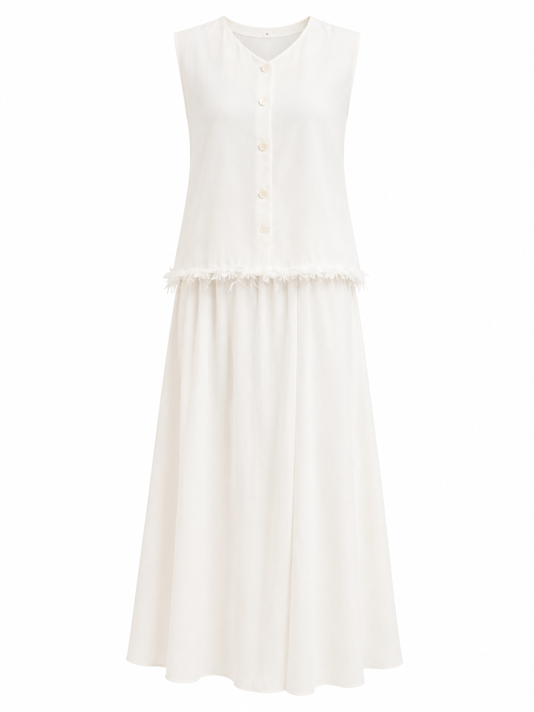 Women white vest & flowy maxi skirt set