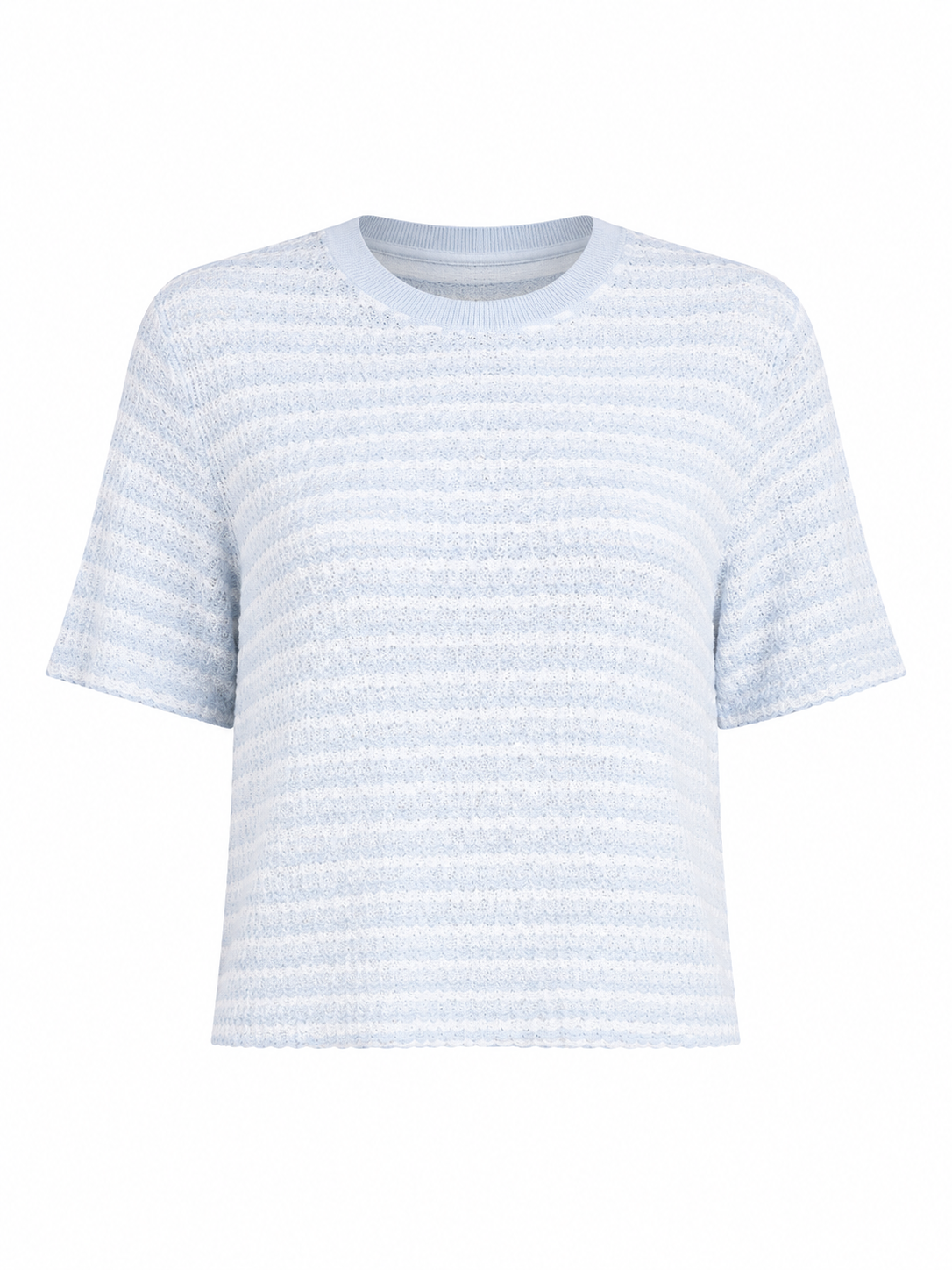 Sky blue textured stripe knit top