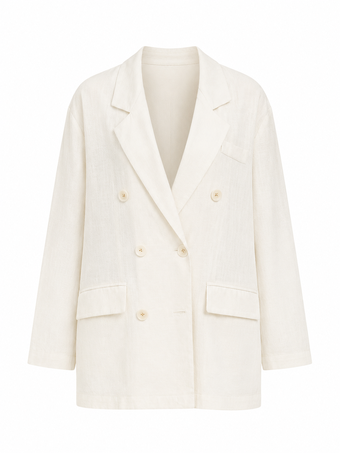 Ivory linen double-breasted blazer