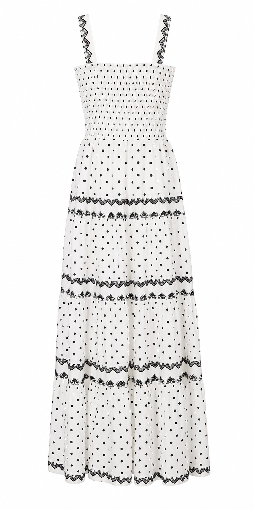 While polka dot smacked maxi dress