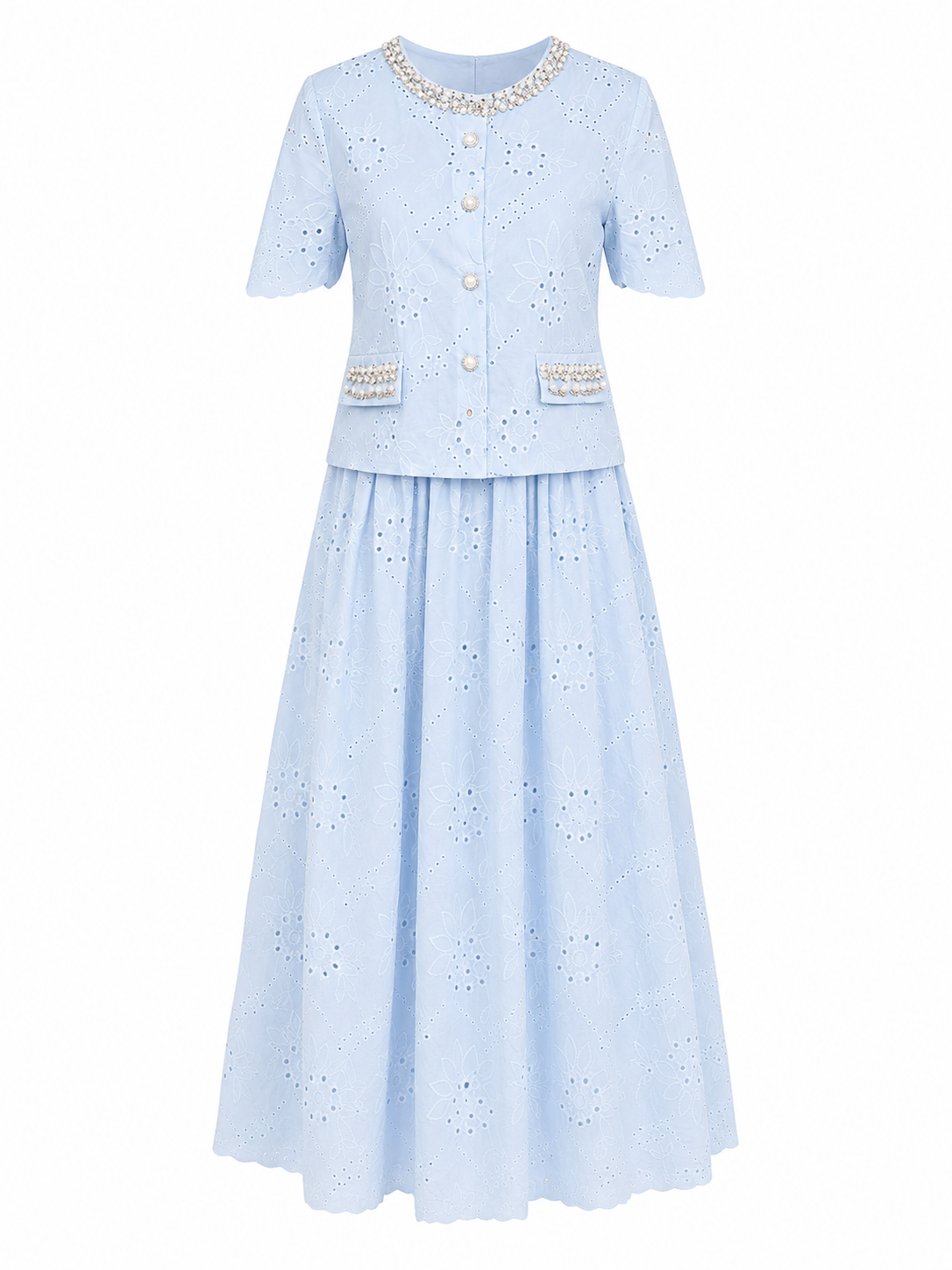Pearl bloom embroidered