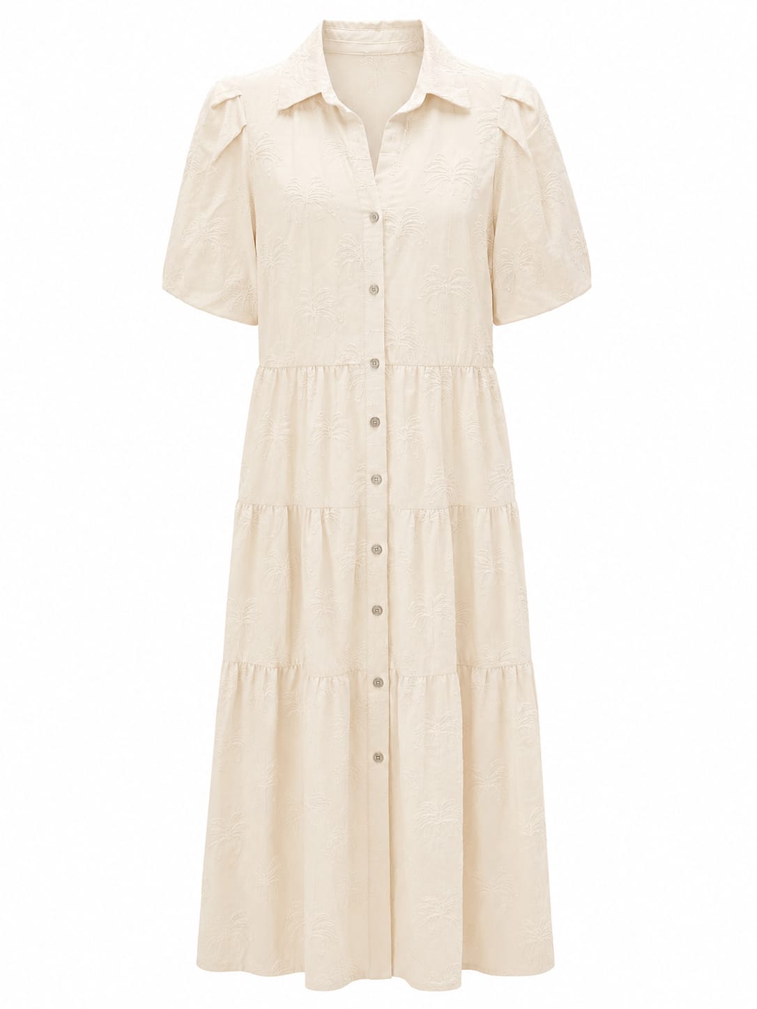 Ivory embroidered tiered maxi dress