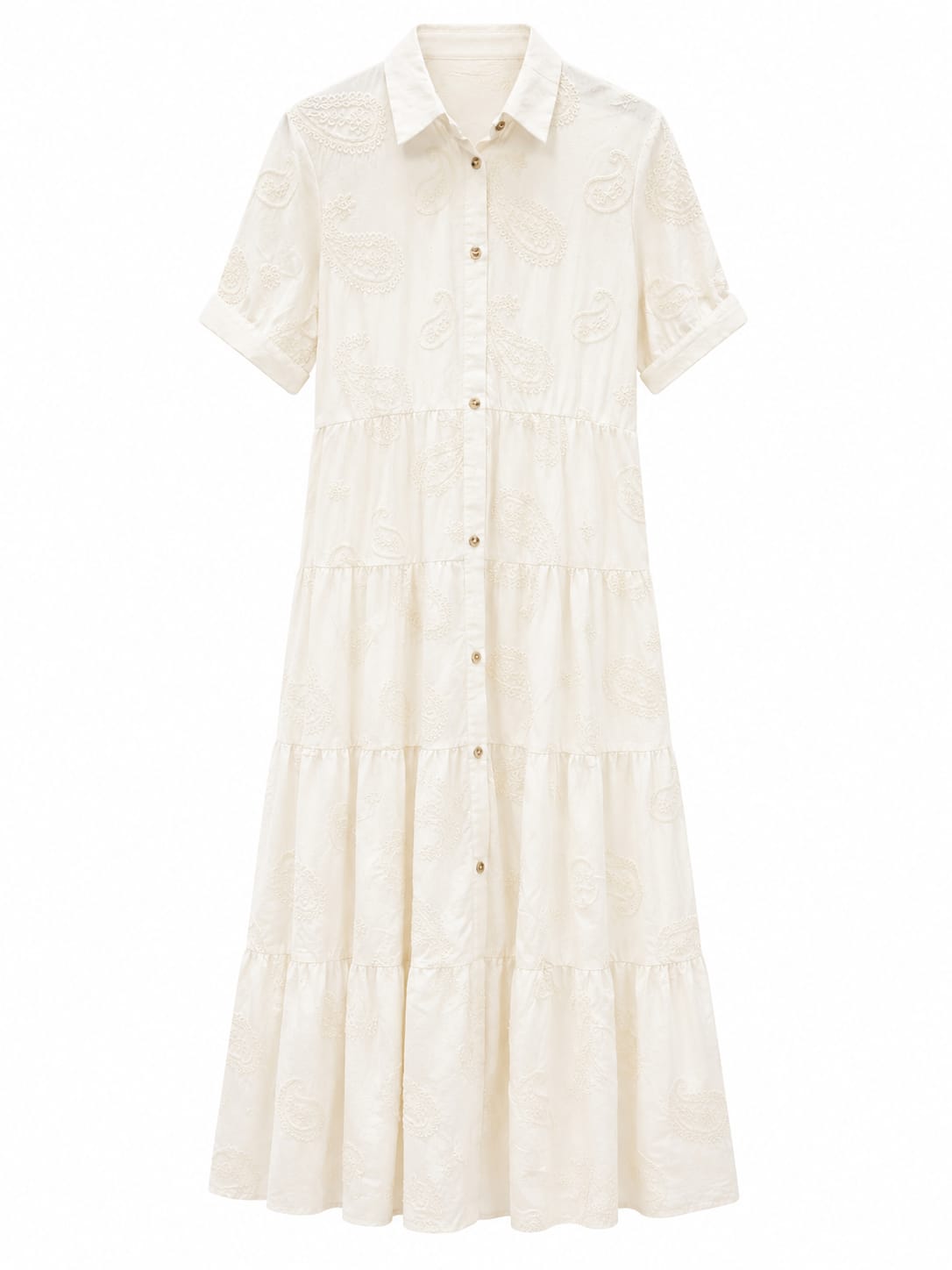 Ivory embroidered paisley maxi dress