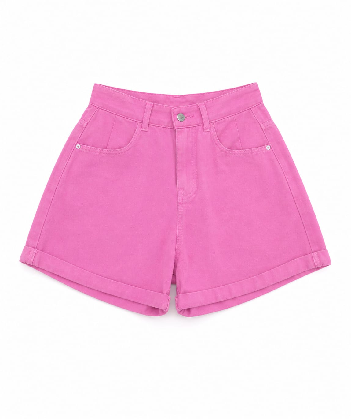 Women’s high-waisted pink denim shorts