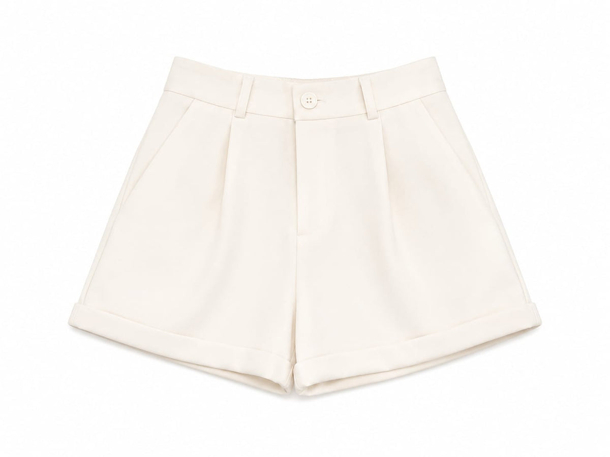 Women white high-waisted tailored shorts