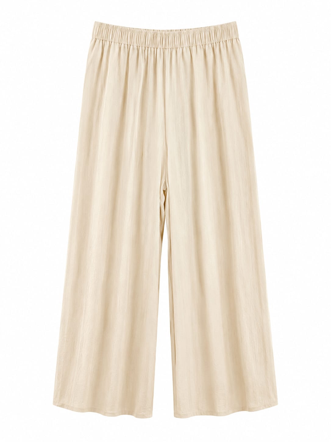 Women beige linen wide-leg pants