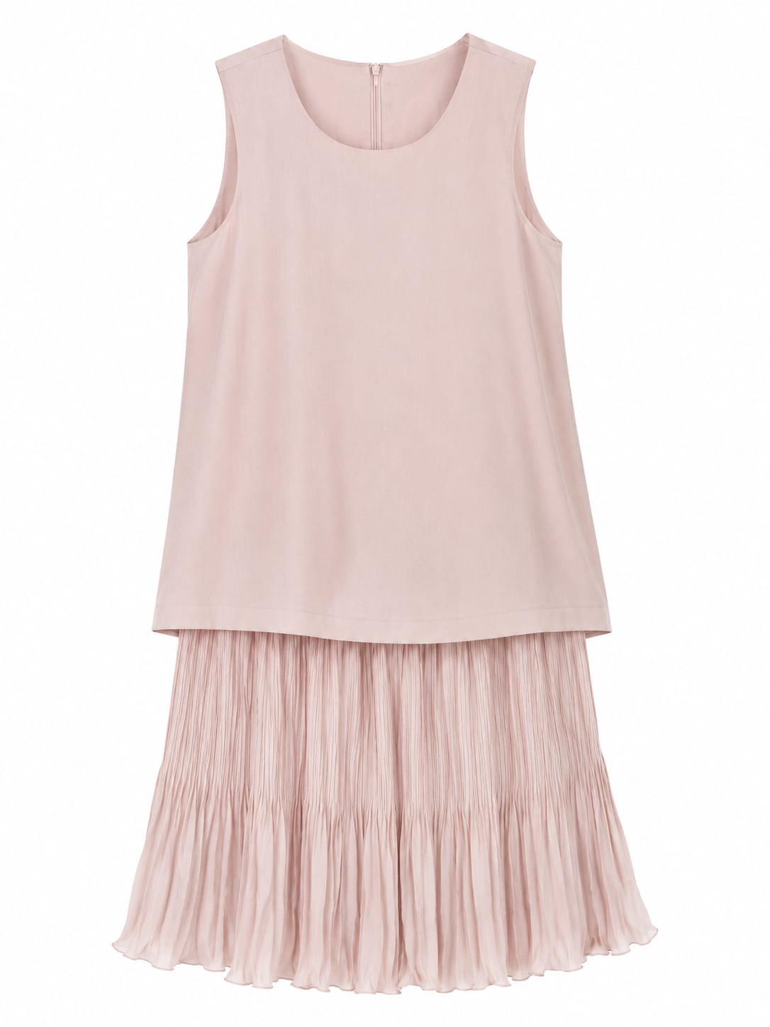 Blush pleated hem sleeveless dress