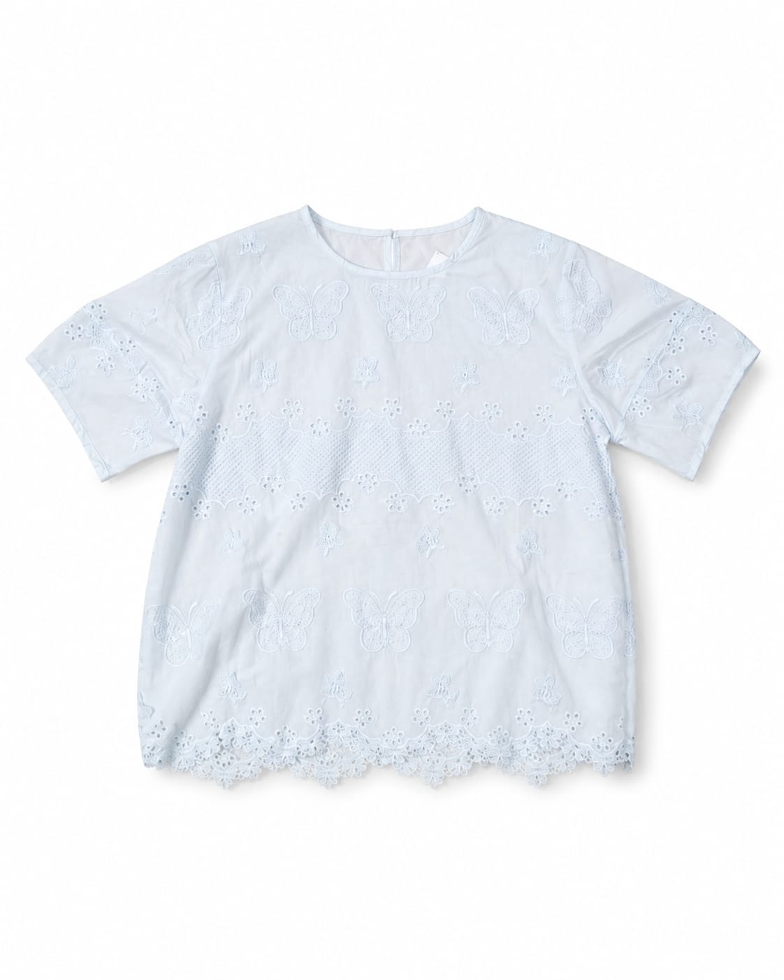 Women butterfly embroidered lace blouse
