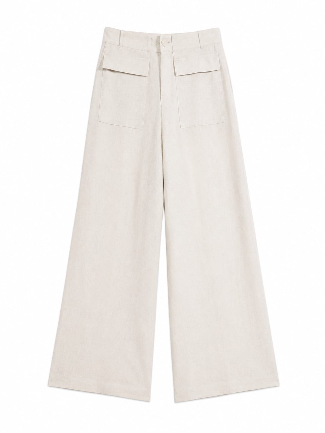 Women’s Ivory Linen-Blend Utility Wide-Leg Pants