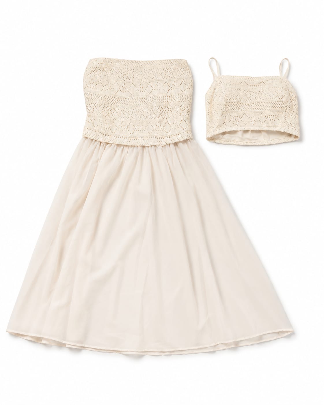 Women’s Cream Crochet Maxi skirt & Crop Top Set