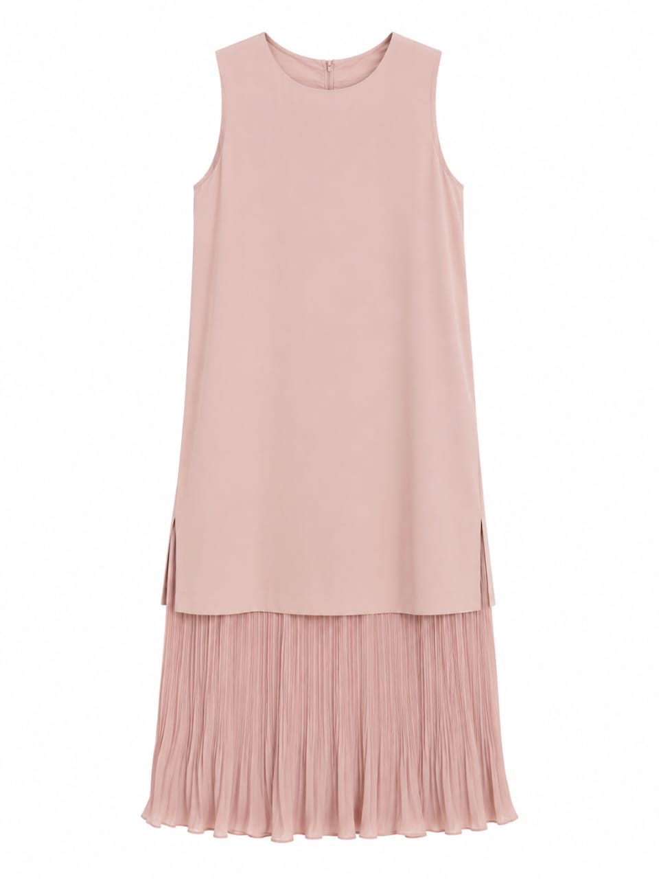 Women’s Blush Pink Sleeveless Pleated Maxi Dress