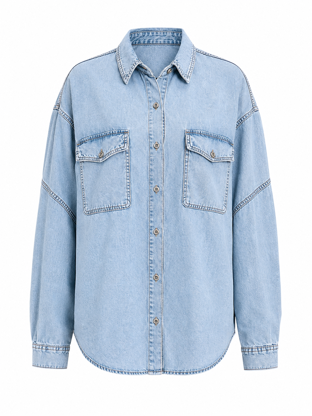 Sky blue oversized denim shirt
