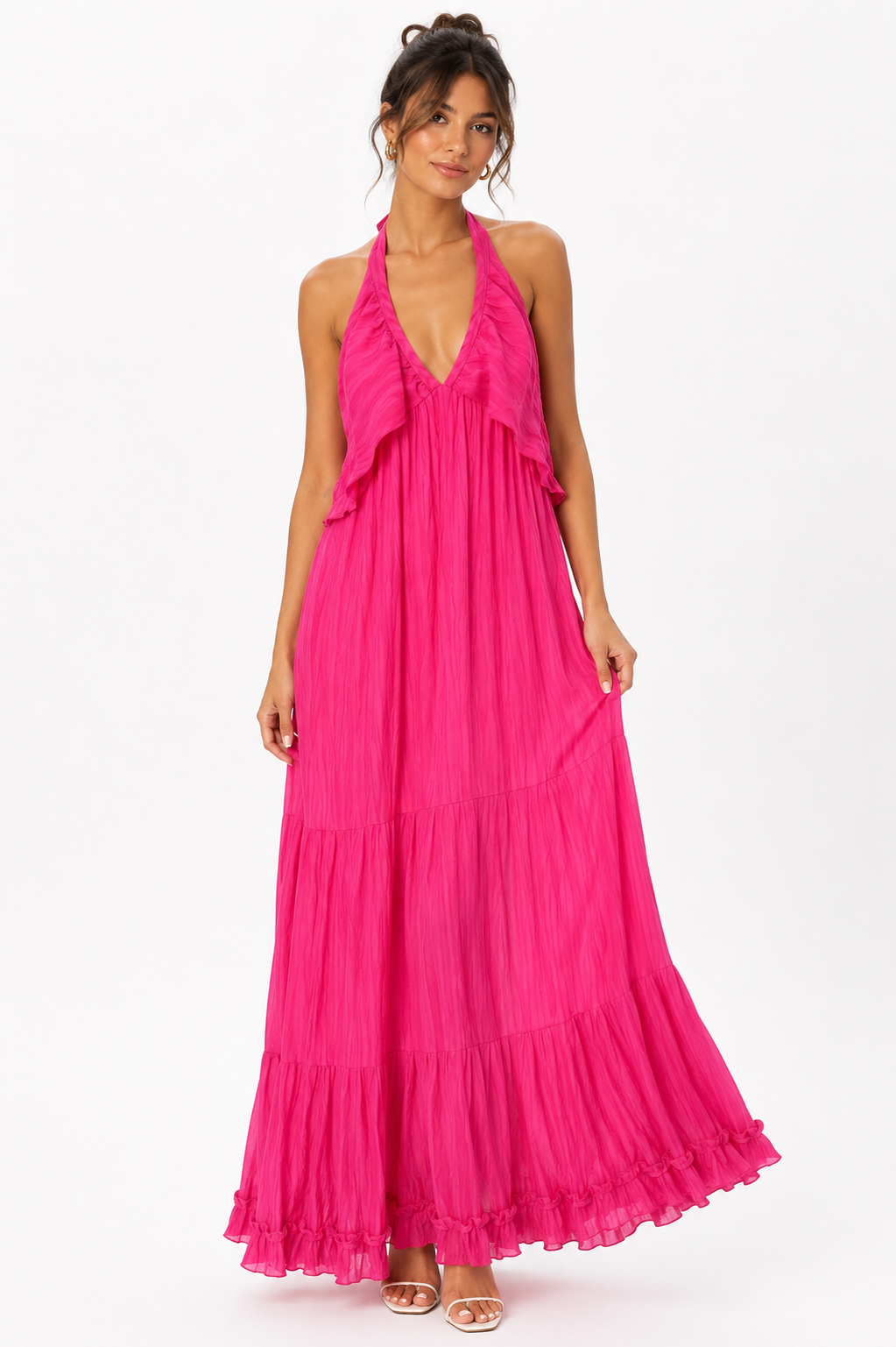 Fuchsia halter maxi dress