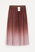 Ombre Pleated Midi Skirt in Rosewood and Blush