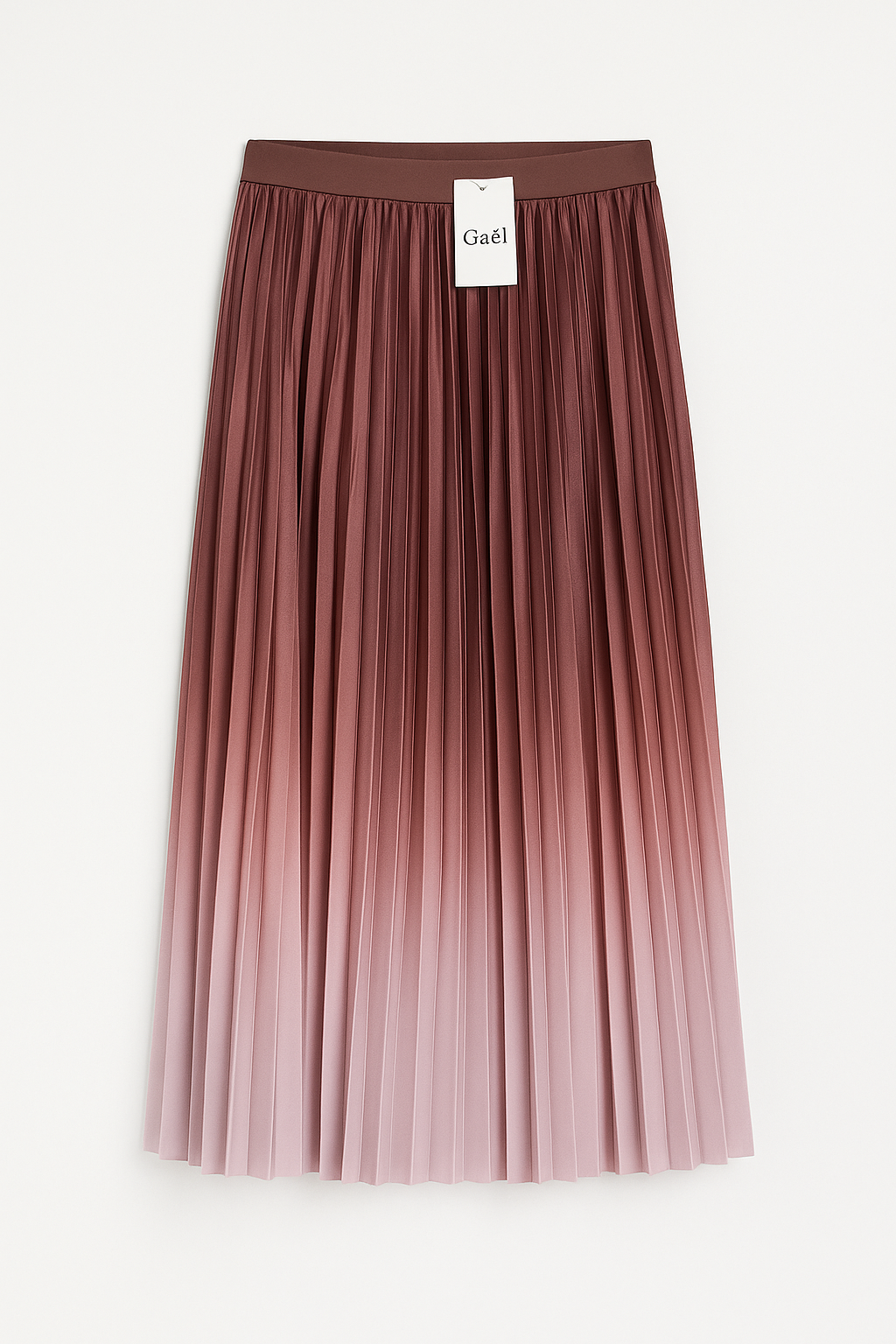 Ombre Pleated Midi Skirt in Rosewood and Blush