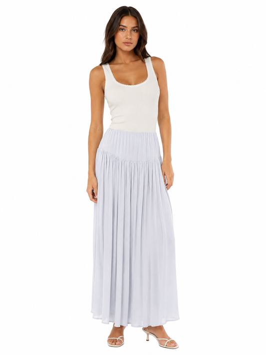Women’s Light Blue Flowy Tiered Maxi Skirt