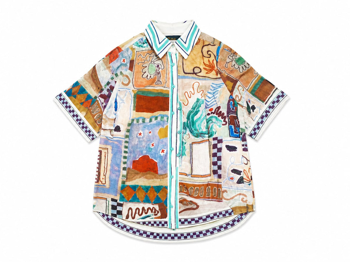 Women’s Abstract Print Belted Shirt