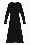 Black Long-Sleeve Button-Down Dress