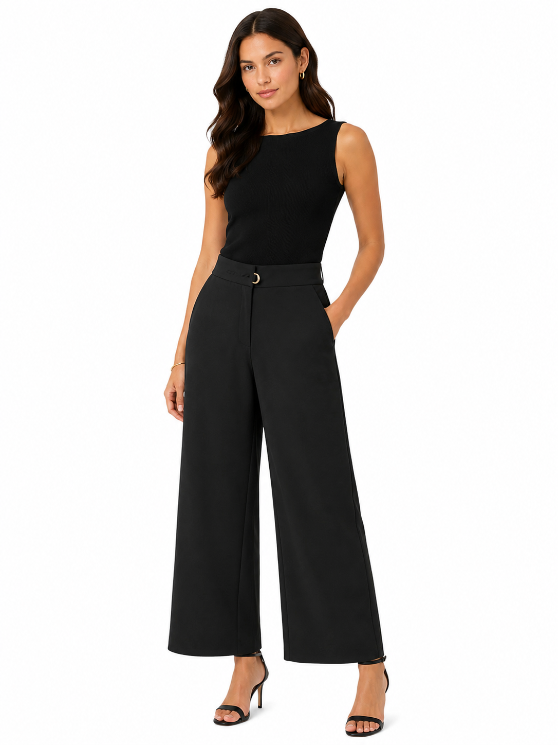 Women’s Black High-Waisted Wide-Leg Trousers