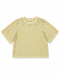 Pastel Yellow Floral Lace Short-Sleeve Top