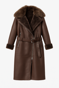 Chocolate Brown Faux Leather Coat