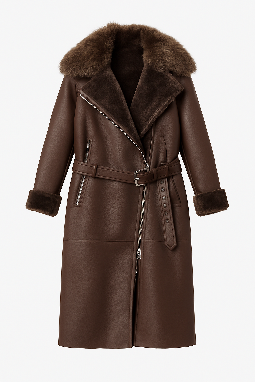 Chocolate Brown Faux Leather Coat