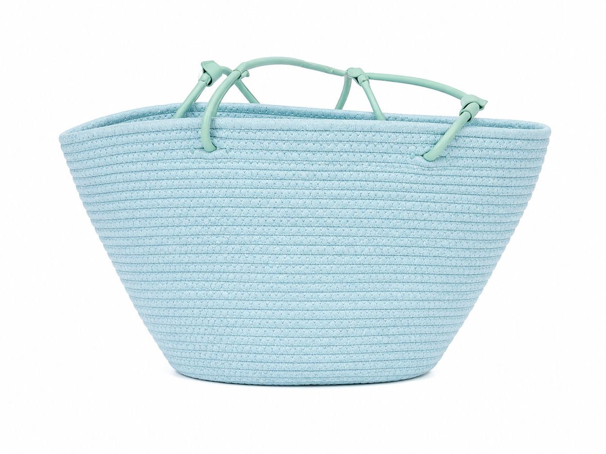 Aqua woven tote bag