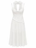 Ivory draped maxi dress with detachable scarf