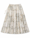 Ivory Bohemian Printed Tiered Maxi Skirt