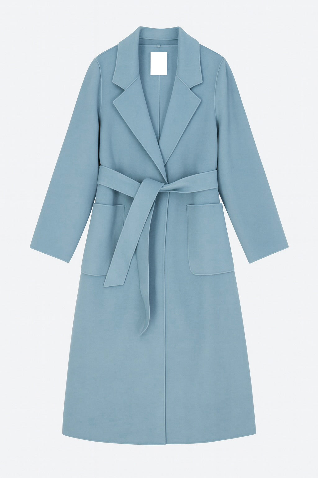 Soft Blue Long Belted Overcoat