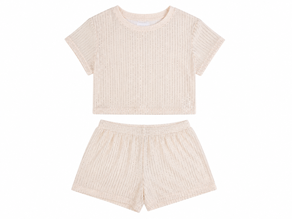 Champagne shimmer ribbed lounge set